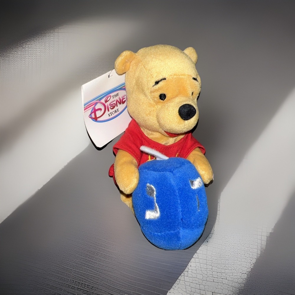 Disney Store Hanukkah Winnie the Pooh 8" Mini Bean Bag Plush with Dreidel NWT